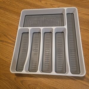 Gray and White Cutlery Tray
